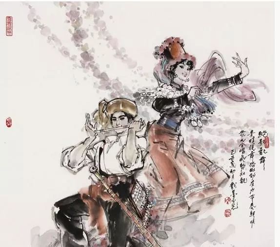景颇族水墨画