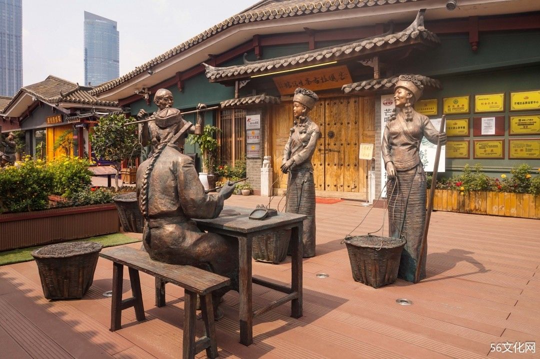 铜像，卖茶